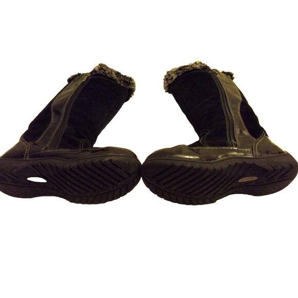 Sporto Knee High Leather Boots Sz. 8 Woven Sides Patent Accents Rubber Sole - Picture 6 of 9